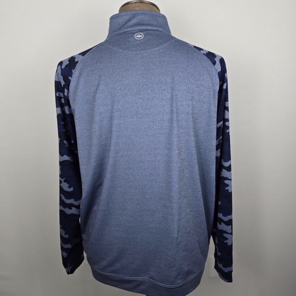 Peter Millar Perth Performance Quarter-Zip Pullover Camo Sleeves Size XL- Blue - Picture 4 of 10